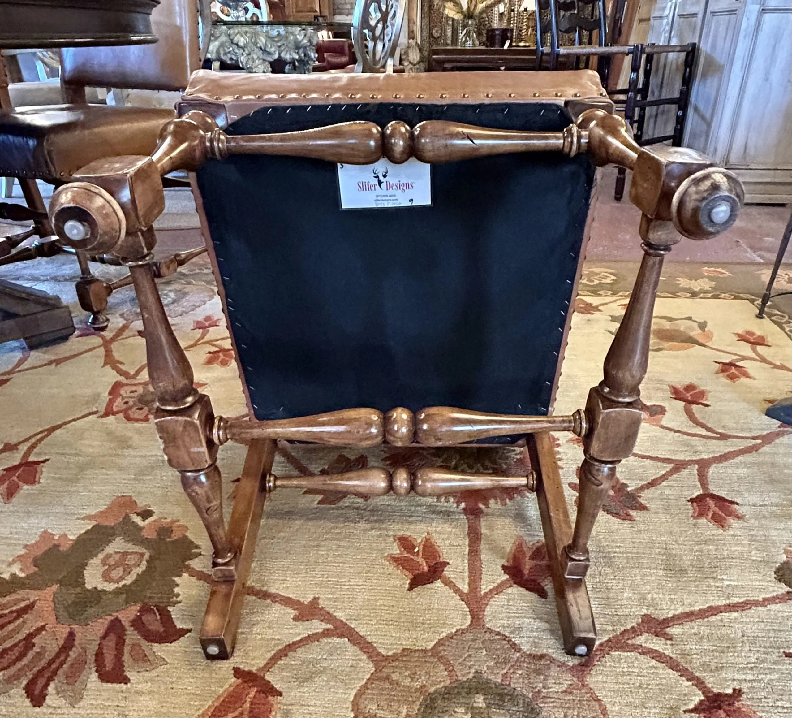 Slifer Tan Leather Dining Chairs, Set of Eight, Sold as One Set