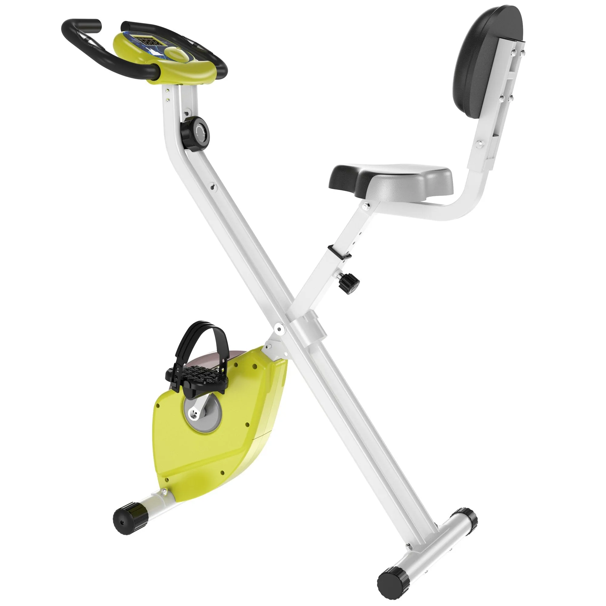 Steel Manual Stationary Bike Resistance Exercise Bike w/ LCD Monitor Yellow