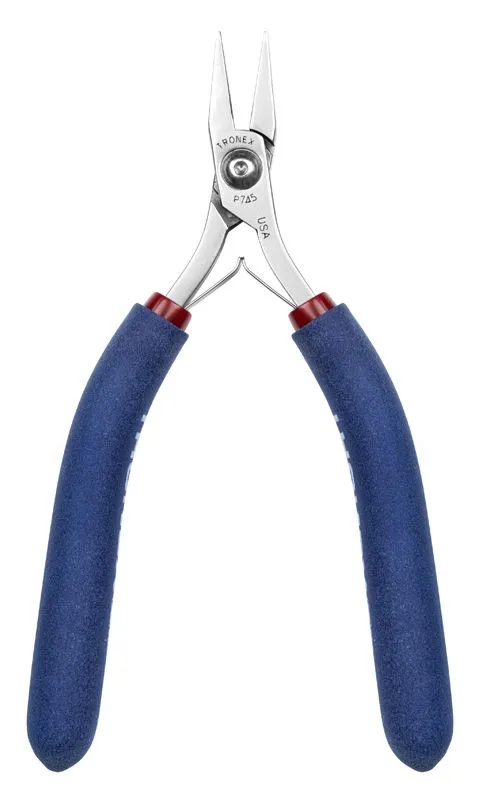 Tronex P745 Flat Nose Pliers with Short, Smooth Jaw, Wide Tips & Long Ergonomic Handles, 6.00" OAL