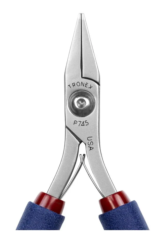Tronex P745 Flat Nose Pliers with Short, Smooth Jaw, Wide Tips & Long Ergonomic Handles, 6.00" OAL