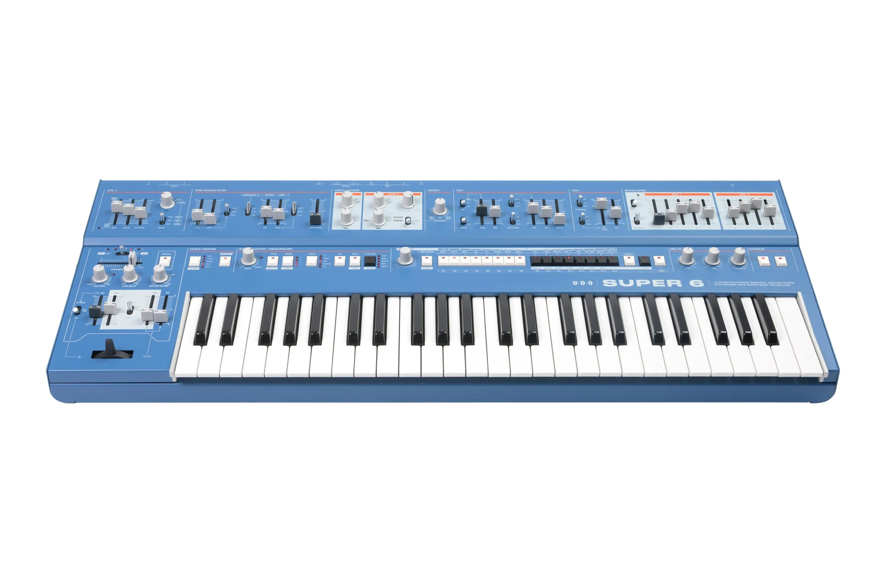 UDO Super 6 12 Voice Polyphonic Stereo-Analogue Synthesizer - Blue