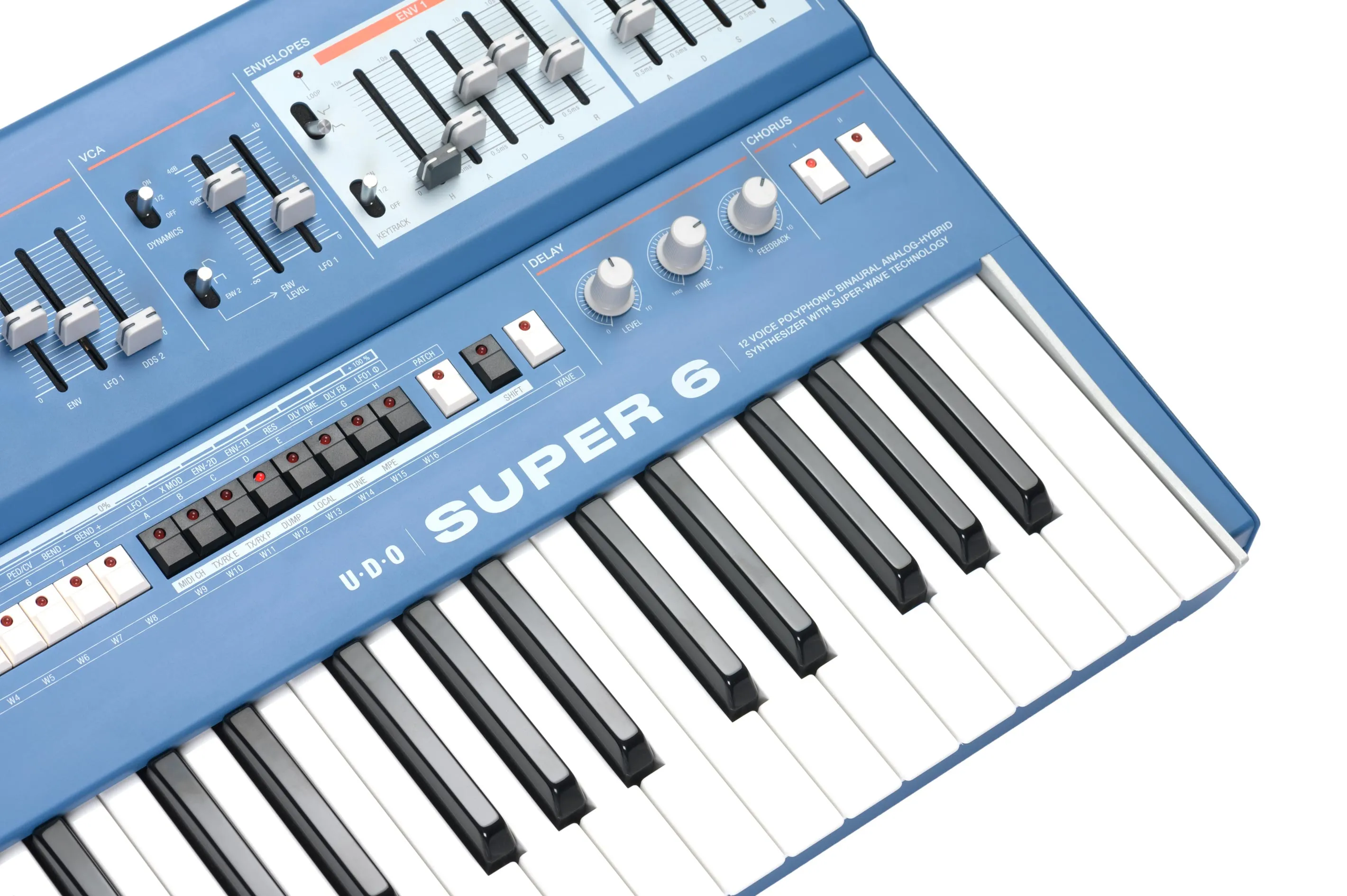 UDO Super 6 12 Voice Polyphonic Stereo-Analogue Synthesizer - Blue