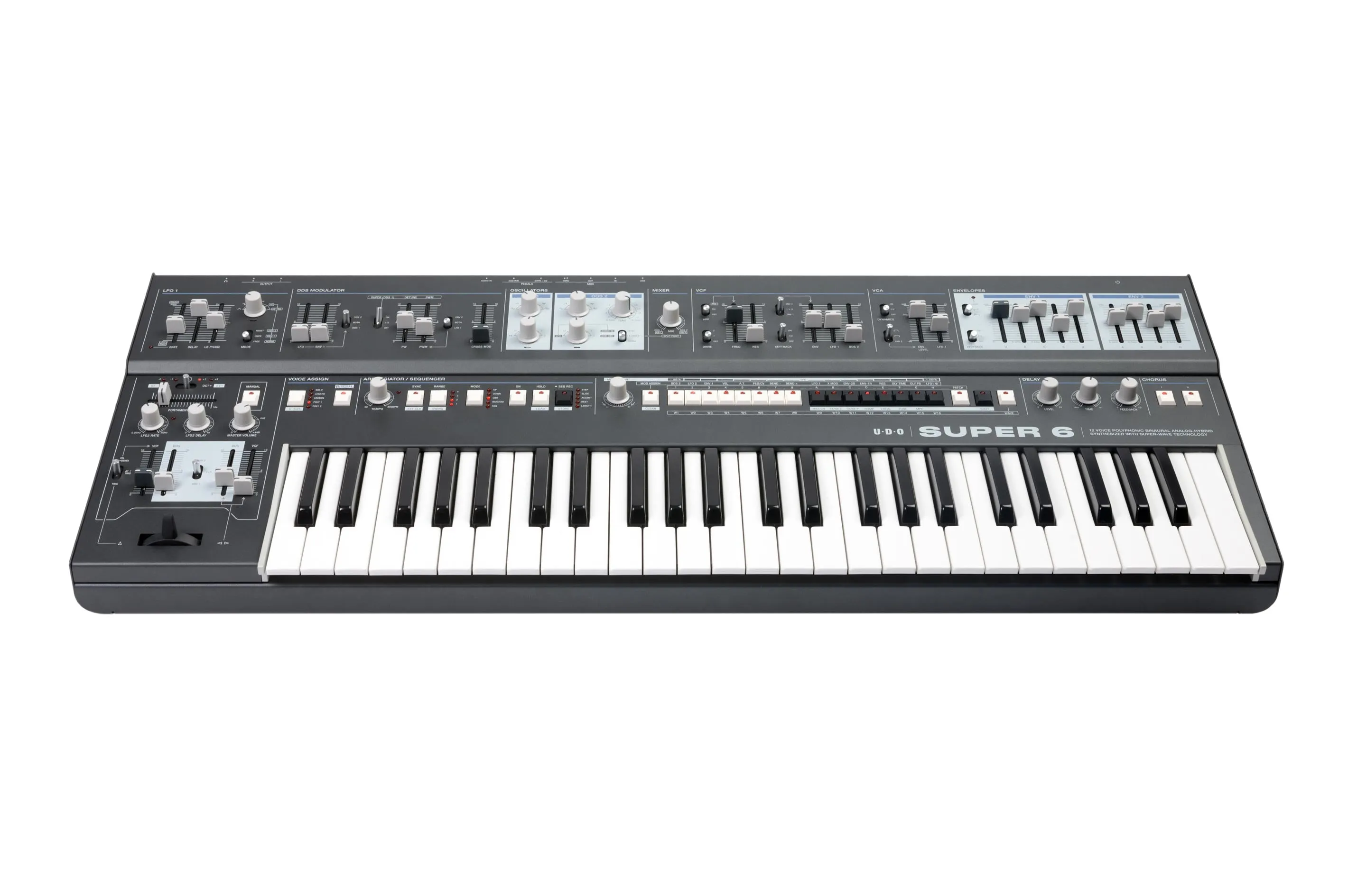 UDO Super 6 12 Voice Polyphonic Stereo-Analogue Synthesizer - Grey