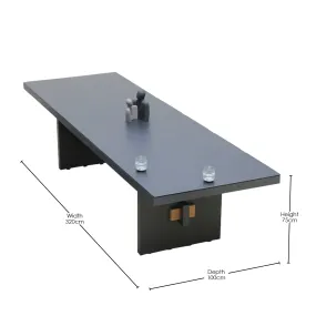 Washington Bridge Pop-up Extension | 320x100cm | Outdoor Dining Table | Charcoal Ceramic Glass & Aluminium