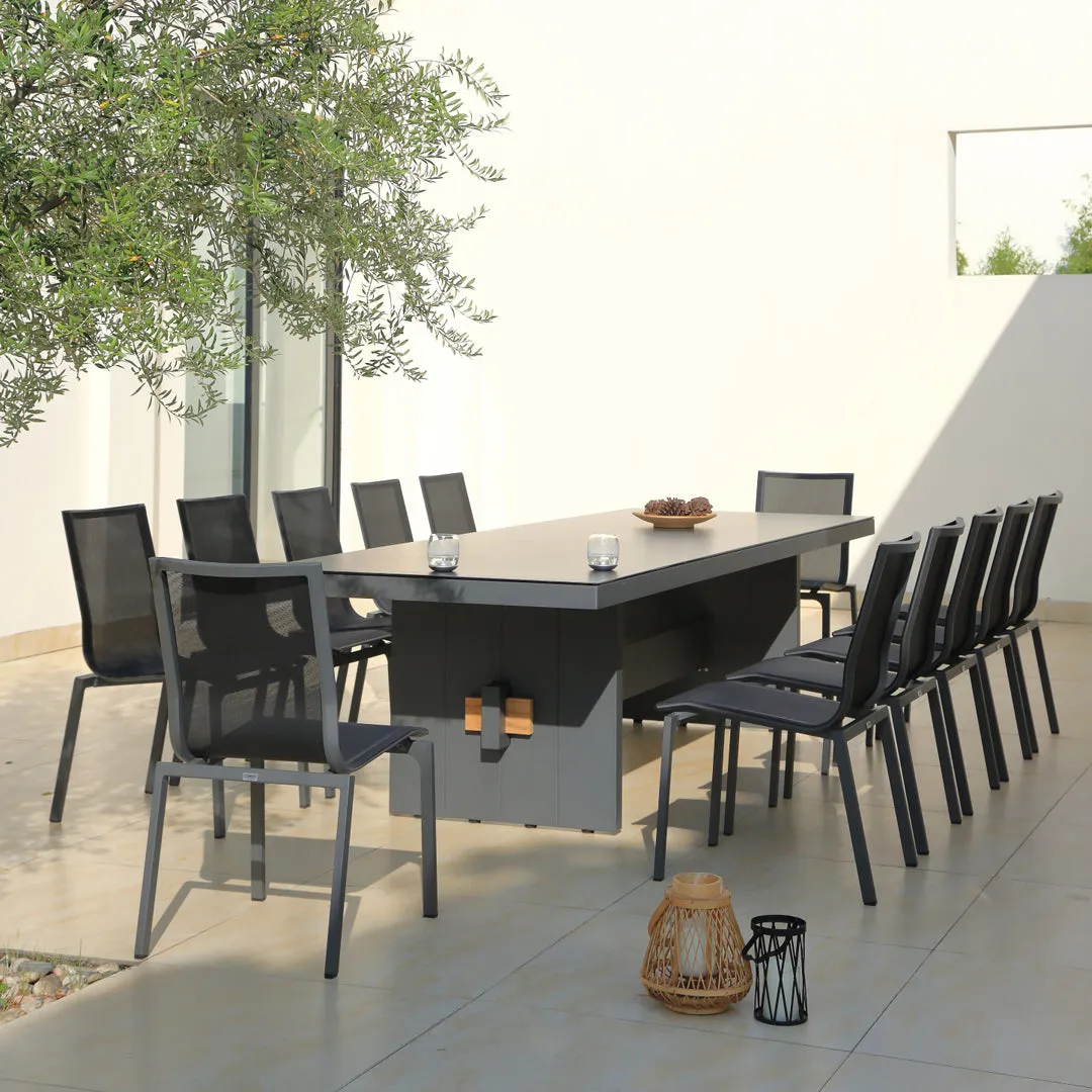 Washington Bridge Pop-up Extension | 320x100cm | Outdoor Dining Table | Charcoal Ceramic Glass & Aluminium