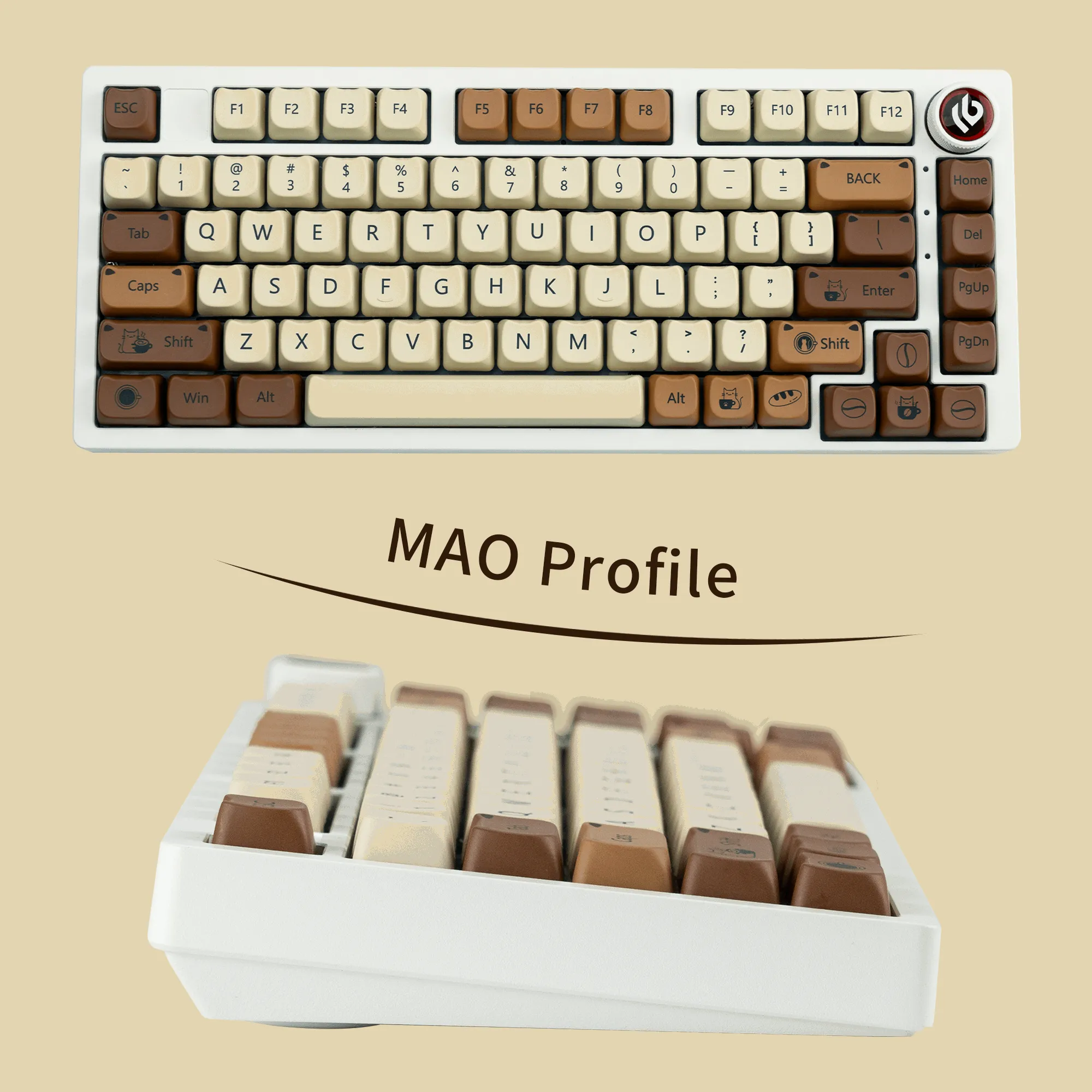 XVX Coffee Cat 141-Key MAO Profile Dye-Sub PBT Keycap